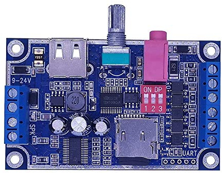 AILOVA Module de Son, Carte Programmable de Lecteur de Voix de Musique MP3 WAV Module de Son 10W DC 12V-24V Prise en Charge de la Carte TF U-Disk