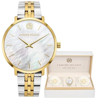 L'AMORE MILANO - Orologio donna Regalo di Natale, Compleanno, San Valentino, fidanzata, mamma - 36mm Orologio in scatola regalo - regali per lei - Orologio oro rosa, argento, oro