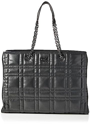Calvin Klein Damen Re-Lock Quilt Tote W/Lpt Cmpt, Ck Black, Einheitsgröße, Ck Black, One Size