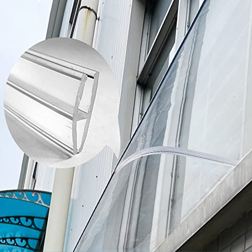 Zlovne Auvent de Porte d'Entrée,Toit Marquise en Polycarbonate Transparent,Entrée Marquise Solaire Moderne Contre Pluie Neige UV,Marquise de Porte d?Entrée pour Garage,Maison (40x180cm/16 x71)