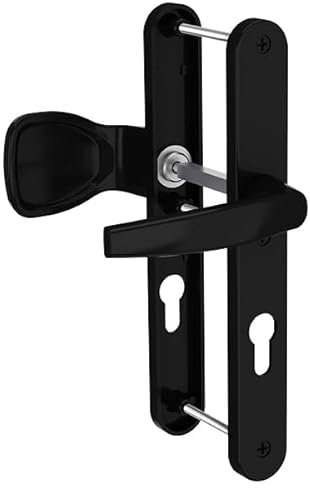 Bricard 7788923. Ensemble de poignées sur plaque Emetal. Palière béquille et aileron pour Porte D'Entrée (Pour Cylindre Européen). Laqué Noir.