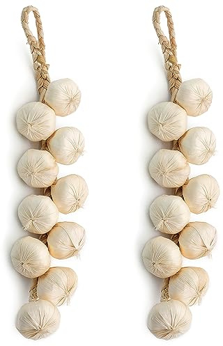 TULEBOLIAN Décoration d'ail Artificiel réaliste - Lot de 2 - Accessoires de Photographie de légumes - Parfait pour la Maison, la Cuisine et Les fêtes