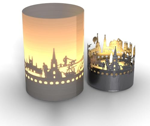 Bristol Skyline Tube T-Light skuggspel – ett magiskt motivljus för bristol-fans – souvenir, presentidé, skuggspel, bristol siluett – perfekt dekoration för alla rum
