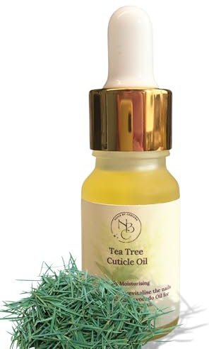 Tea Tree Cuticle Oil Made With Natural Ingredients & 100% Pure Essential Oils. Vegan & Cruelty Free. 10ml Dropper Bottle for Easy Application. Fresh Scent