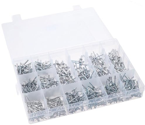 napkery 620 Stück Aluminium-Blindnieten, Po-p Nieten Blindnieten Sortiment Kit Langlebig 14 Größen M2.4 M3.2 M4 M4.8 Befestigungsset mit Aufbewahrungskoffer