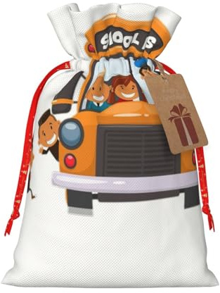 DURAGS Schulbus-Geschenktasche mit Kordelzug, schicke Stoff-Geschenktüte für Weihnachten – ideal für jeden Anlass