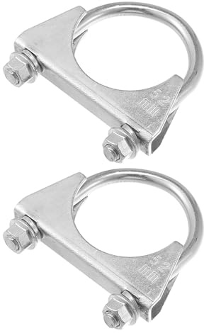 Hihaha Round U Bolt Muffler Exhaust Clamps for Car 2 ID 52mm 2 Pcs | Round U Bolt Clamp, Exhaust Pipe Clip, Mild Steel