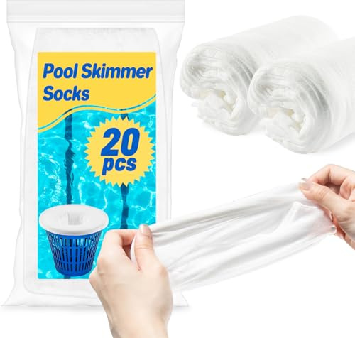 Sukh 20 Stück Pool Skimmer Socks - Water Filter Sock,Pool Skimmer Socken,Filterstrumpf,Pool Skimmer Basket Sock,Pool Skimmer Net für Entfernt Schlacken Blätter
