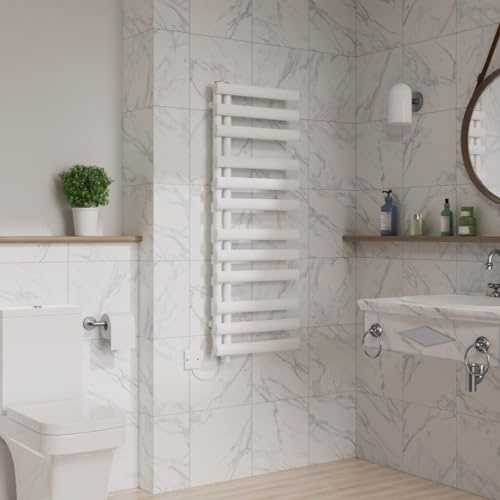 Warmehaus Designer 1200x450mm Prefilled Electric Heated Towel Rail Bathroom Ladder Radiator White