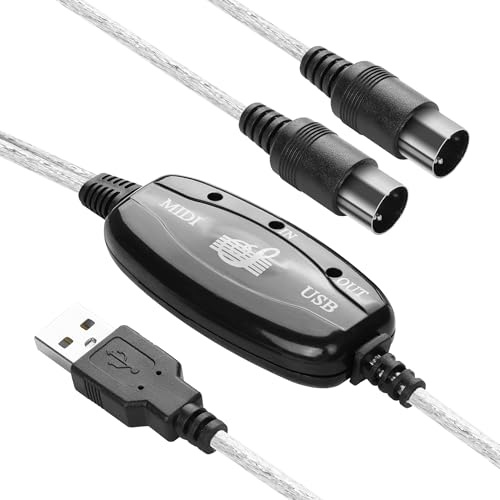 YAODHAOD USB zu MIDI Kabel Konverter 2 in 1 PC zu Synthesizer Music Studio Keyboard Interface Drahtstecker, 5-Pin MIDI zu USB für Musik Keyboard Klavier zu PC Laptop Unterstützung XP/Windows 7/10