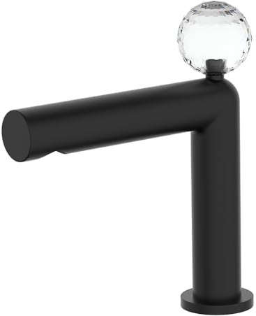 Robinet mitigeur monotrou pour baignoire et salle de bain avec poignée en cristal Noir mat