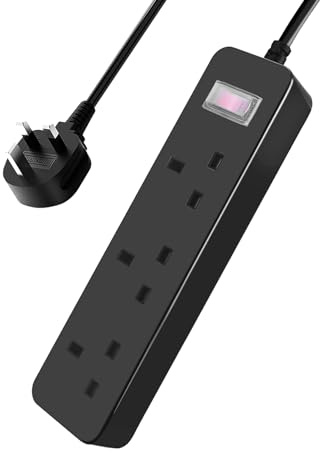 Outdoor Extension Lead Waterproof, Heavy Duty 3 Way Outlets Power Strips with Surge Protector, 1.8M Cord, Waterproof IPX4, Anti-Electric Shock Device, Suit for Outdoor and Indoor, Black