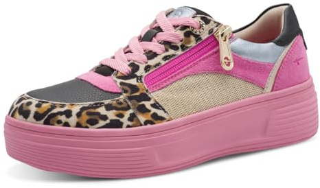 Tamaris Comfort Damen Plateau Sneaker mit Reißverschluss Low Top, Mehrfarbig (Pink Multi), 39 EU