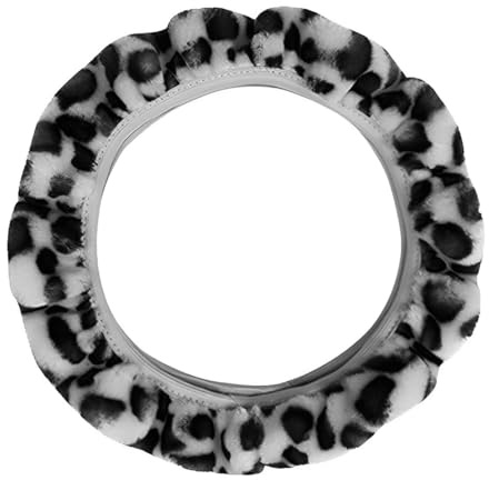 QOCUILC Lenkradbezug,Weicher Leopard Auto Lenkradschoner Universal Lenkradabdeckung，Weiche Plüsch-Lenkradhülle für Winter, Leopard-Design，Lenkrad Wärmer