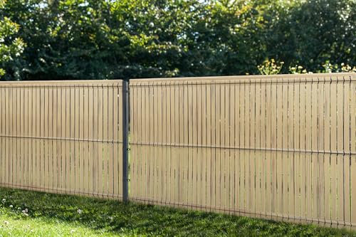 Casanoov Lamelles occultantes 400 x 150 cm en kit en PVC - Beige RAL 1001 - Anti-UV - 68 Lamelles - Compatible mailles 55 mm - Brise-vue résistant au vent clôture rigide – Pose facile
