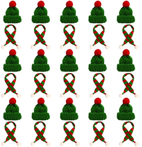 Scinzene 30 stycken minijulmössor, små julhattar, julhattar, minimössor för pyssel, likörflaskor jul, julmössa, hattar för maskar, mini juldekoration