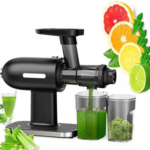 150W Slow Masticating Juicer with Reverse Function - Press Juice Maker Squeezer Machine for Nutritious Juices - Quiet Motor & Anti-Clog Function