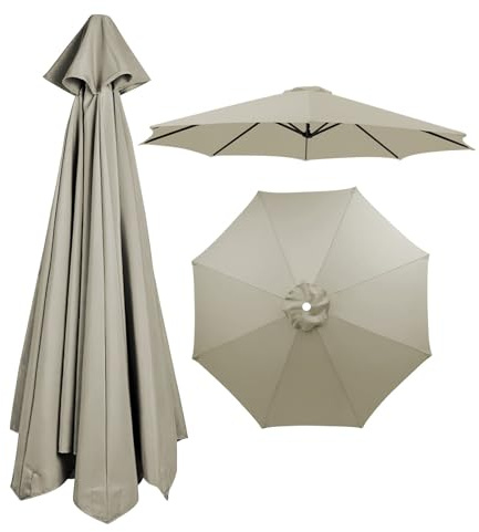 8 Ribs Umbrella Replacement Canopy, Outdoor Patio Replacement Parasol Cover UV Protective Waterproof Replacement Parasol Fabric for Garden Deck Backyard Pool(Light gray,3.5m)