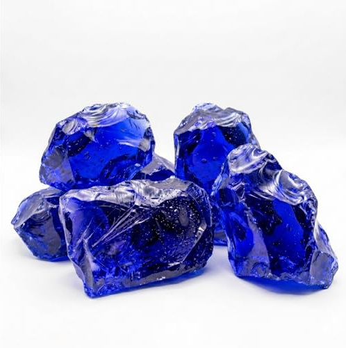 V-PREMIUM SOLUTION Glassteine Blau für Garten & Aquarium 5 kg - Deko Glassteine für Gabionen, Vasen & Blumentöpfe 10-20 cm - Hochwertige Glasbrocken 100% Recycelt, UV-Beständig & Wetterfest