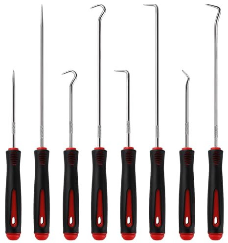 YIXISI 8 Piezas 16.5cm+24cm Juego de Púas y Ganchos, Juego de Ganzúas y Ganchos de Precisión, Gancho de Selección de Precisión, Extractor de Anillo Tórico, para Quitar Mangueras y Juntas, Caucho
