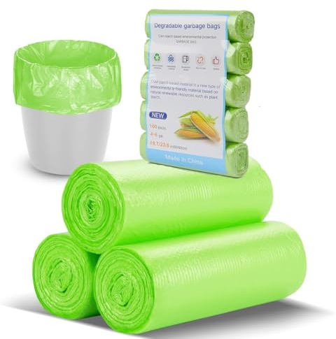 biodegradable Refuse Sacks - Recyclable Bin Bags,200 count (Size /15-23 Litre) Leak Resistant, Eco-Friendly, Durable Waste Disposal Bags for Household & Commercial Use-50x60CM