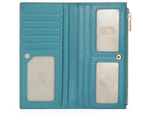 GOIACII Geldbörse Damen Groß Leder Portemonnaie Brieftasche für Frauen RFID Schutz mit 7 Kartenfächer und 3 ID Fenster