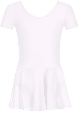 HIPPOSEUS Ragazza Vestito da Balletto Manica Corta Tutu Body Danza Leotard per Balletto Bambina Vestito Ginnastica con Tulle Gonna,7023-Bianco,8-9 anni