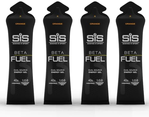 SIS Beta Fuel Energy Gels for Cycling Running Triathlon - Dual-Source Carbohydrate Blend - 40 g of Carbs - Gluten-Free - Informed Sport Certified - 4 Pack (4 Pack, Orange)