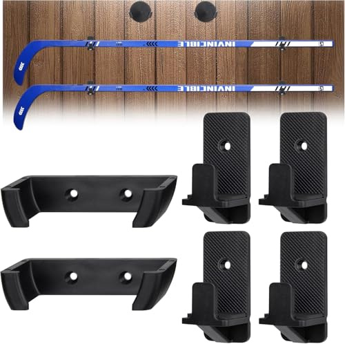 BOOSTEADY Set di Supporto da Parete per Mazze da Hockey, Supporto per Espositore per Mazze da Hockey e Dischi, Decorazione e Conservazione, Esposizione di Mazze da Hockey e Dischi Vincenti, 6 Pezzi
