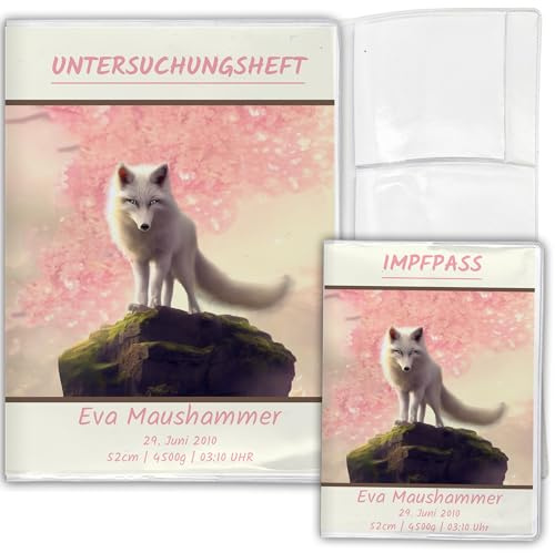 Personalisierte U-Heft Hülle & Impfpasshülle, 3-teilig, Fuchs | Mit Name & Geburtsdaten, Geschenk zur Geburt