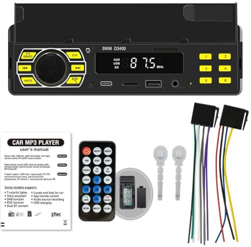 InDash - Lettore MP3 digitale per auto, con supporto, connettività e ricevitore radio FM