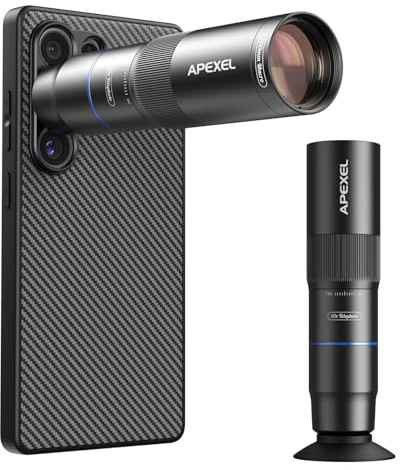 APEXEL Objectif Téléobjectif Compact 10x & Objectif Macro 200 mm avec Étui de Téléphone Dédié, Objectif FMC Ed Professionnelle, Compatible avec Samsung Galaxy S25 Ultra