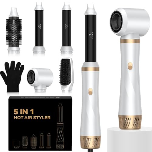 Cepillo secador de pelo Air Hair Styler 5 en 1 - moldeador profesional con 3 temperaturas, multifunción para rizar, alisar, dar volumen y estilizar