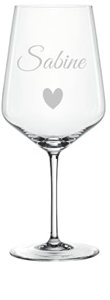 EKM Living Spiegelau & Nachtmann Style Wein Glas personalisiert 630ml mit Gravur Name – individuell mit Namen & Anfangsbuchstabe – Geburtstagsgeschenk - Geschenk für Sie & Ihn (Name & Herz)