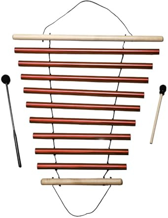 Harilla Windspiel mit 9 Tönen, Meditations- und Achtsamkeitsspiel, einreihiges Klangspiel, Instrument, Schlaginstrument für die Unterrichtsgestaltung, Rot