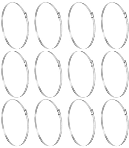 sourcing map 12 Pcs Hose Clamp 8-3/8-9-1/4 (213-235mm) 304 Stainless Steel Adjustable Worm Gear Hose Clamp with Phillips Screw Assortment Kit for Fuel Line Pipe Plumbing Automotive Tube