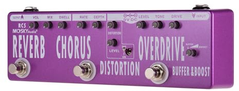 6-i-1 multieffekter pedalbuffert + booster + overdrive + distorsion + kör + reverb gitarreffekt pedal sann bypass växling