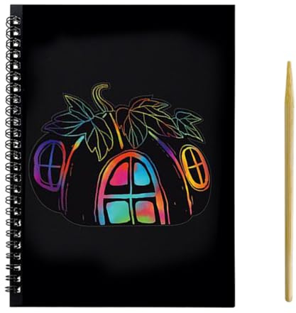 Papier, Mal-Aktivitäts-Notizbuch, 50 Seiten, Kratz-Bastelblätter mit Holzstift, kreatives Kunst-Set für Kinder, - und Schulspiele, interaktives Zeichenset für den Kindergarten