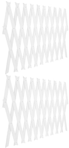 DECHOUS Lot de 2 Panneaux de Treillis Mural en Bois Massif Blanc H44 Extensibles pour Plantes Grimpantes, Clôture de Jardin Extérieure Réglable, Support Décoratif Polyvalent pour Patio