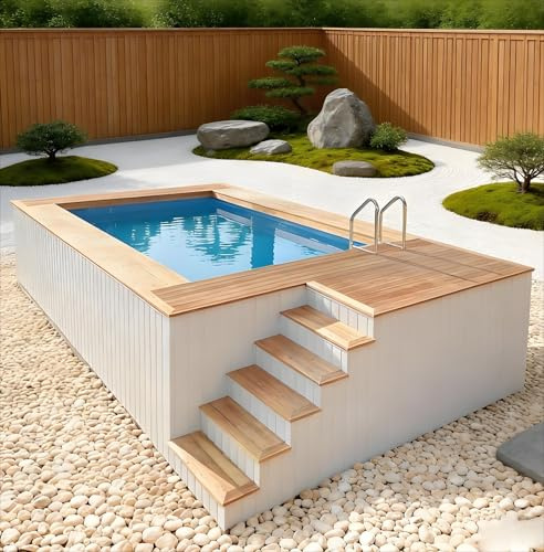 Piscina de contenedor de envío de 20 pies sobre el suelo, piscina prefabricada con marco de acero modular sin excavación, fácil de instalar con escalones para patio trasero, patio, uso comercial