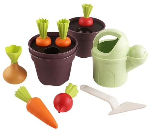 Mekalero Pretend Play Gardening Toy Set with Planting Tool Watering Pots for Kids Plant Growth Cognition and Sensory Development Toddler Gardening Set