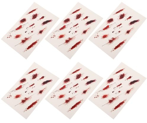 JECOMPRIS 6 Autocollants Temporaires Réalistes de Cicatrices Rouges pour Maquillage Halloween Vampire, Imperméables et Confortables, pour Fêtes Costumées et Soirées à Thème