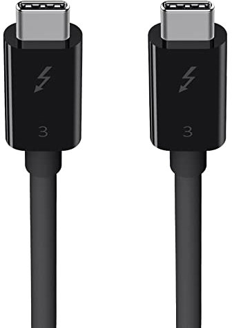 Belkin F2CD084bt0.5MBK Thunderbolt 3 USB-C to USB-C Cable, Thunderbolt Certified, 40 Gbps, 5 K, 100 W, Type C 3.1, 0.5 m - Black