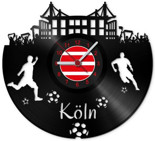 GRAVURZEILE Schallplattenuhr Köln - 100% Vereinsliebe - Upcycling Design Wanduhr aus Vinyl Made in Germany