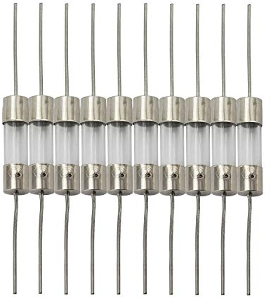Tegg 10pcs 5x20mm Glass Cartridge Axial Lead Fuse Resistor Insurance Tube Fusible Cutout with Lead Wire 6.3AMP