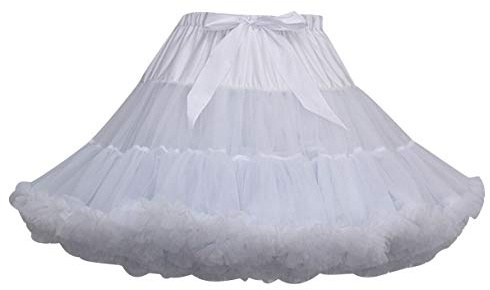 Tutu Femme Jupe Tulle Bouffante Adulte Courte Jupon Sous Robe Mariage Court Jupes Tulles Deguisement Tutu de Danse Princesse Tutu Ballet Classique Pettiskirt Petticoat Soiree Magnifique Blanc