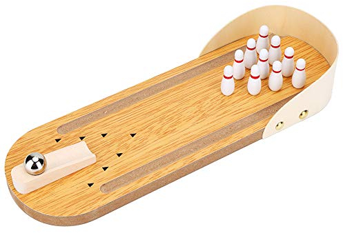 VGEBY Tisch Bowling Set, Kegelspiel Für Kinder Tisch Mini Bowling Game Set Mit Hölzernen Desktop Dekoration Für Kinder Spiel Kegelspiel