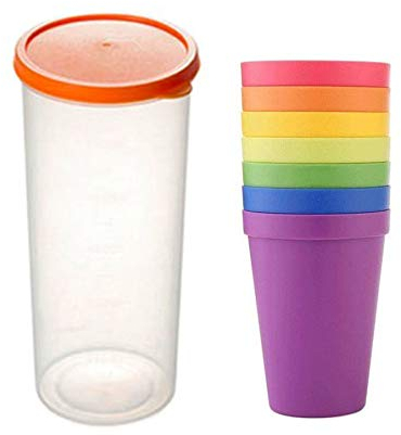 DMZK 8Pcs Gobelets Arc en Ciel Tasses en Plastique pour Enfants, Tasses Portables pour Le Voyage