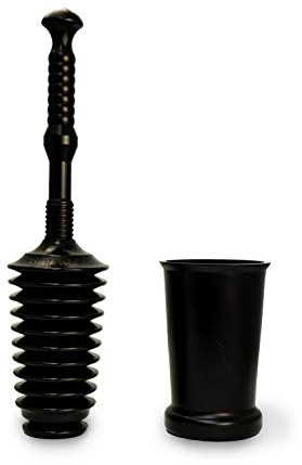 Master Plunger MP500-3TB Heavy Duty Bathroom Toilet Plunger Kit with Tall Bucket. Equipped with Air Release Valve, Black