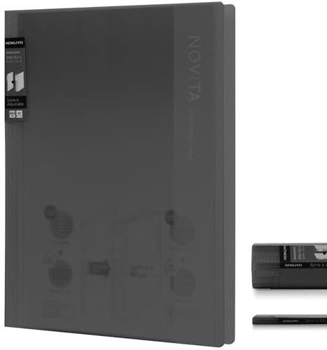Kokuyo 40-Pocket Binder with Plastic Sleeves 8.5x11 (Black), A4 and US Letter Expandable Art Portfolio Folder with Clear Sheet Protectors. 80 Pages of Presentation Display Book. (RA-NV40D)